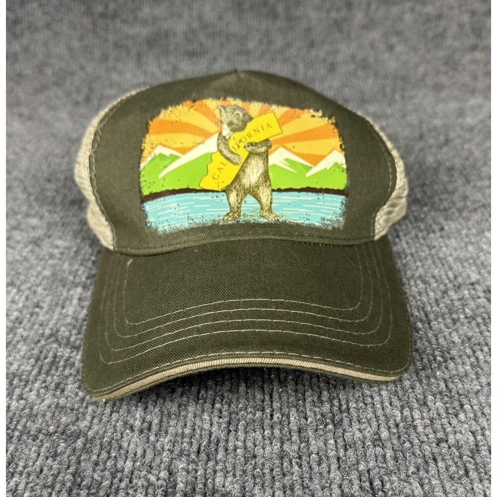 Vintage California Trucker Hat Bear Flag Cap Cool Mesh Adjustable Strap - Picture 1 of 3